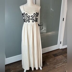 Chic Cream and Black Maxi Dress